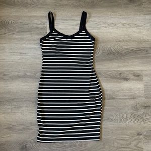 SHEIN ladies size medium mini tank top dress. Black and white stripes. Soft. New